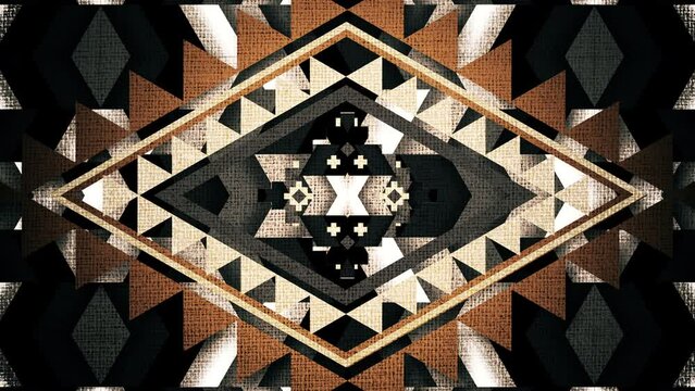 Abstract Vintage Psychedelic Tribal Native Diamon Pattern Background Loop