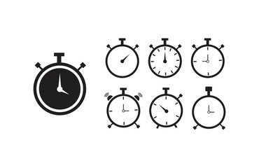 Stopwatch icon set. with glyph style, in trendy flat style isolated on grey background.