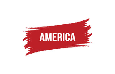 Brush style America red banner design on white background.