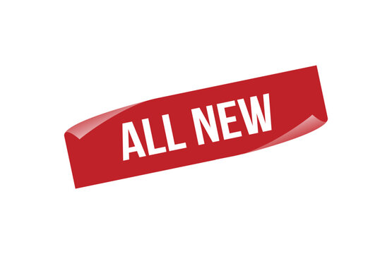 All new red ribbon label banner. Open available now sign or all new tag.