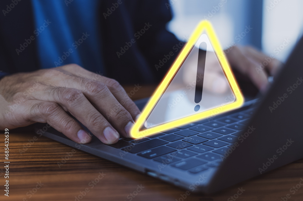 Poster computer alert cyber attack on computer network, virus, spyware, malware or malicious software. cybe