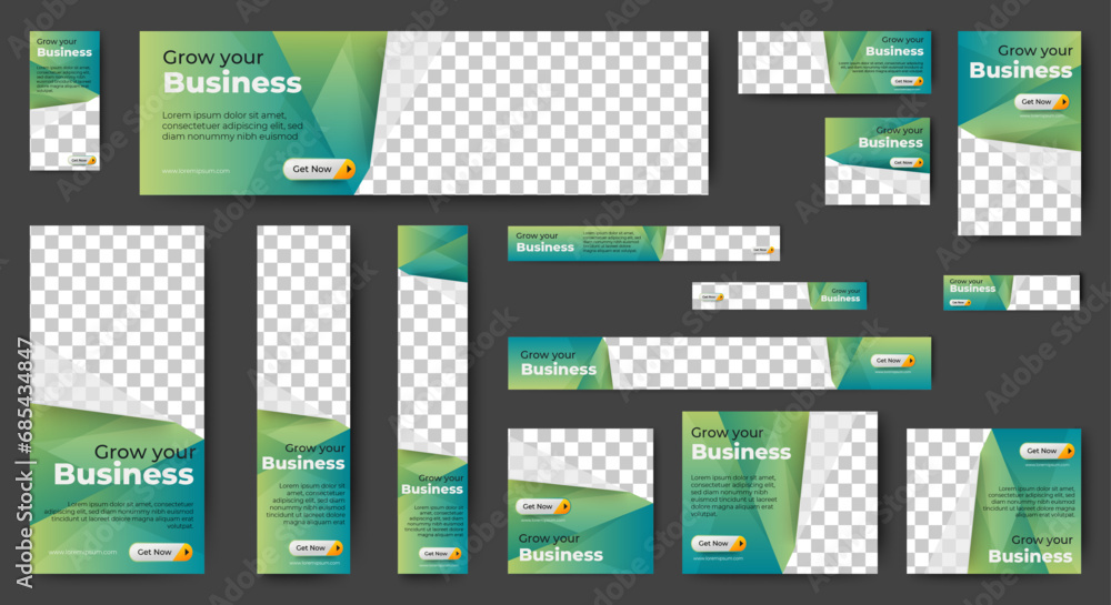 Sticker business web banners template design with image space. vector