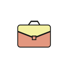 Flat briefcase icon symbol vector Illustration.