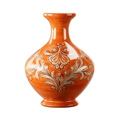 Orange Terracotta Vase Isolated on Transparent or White Background, PNG