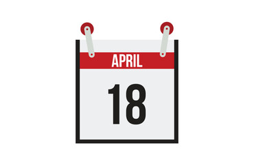 April 18. Calendar on white background.