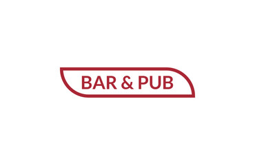 Bar & pub red ribbon label banner. Open available now sign or Bar & pub tag.