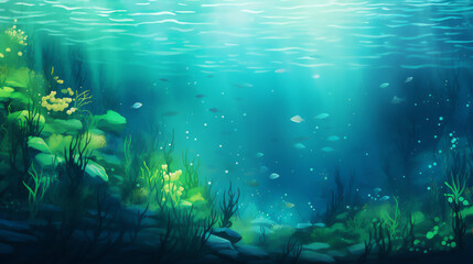 Fototapeta na wymiar Ocean's Whisper: Calm Underwater Expanse 