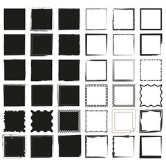 Set of grunge square frames. Vector illustration. EPS 10.