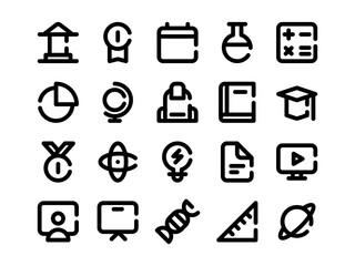 Education Icon Pack Broken Line Style. School Equipment Icons Collection, Perfect for Websites, Landing Pages, Mobile Apps, and Presentations. Suitable for UI UX.