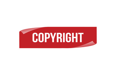 Copyright red ribbon label banner. Open available now sign or Copyright tag.
