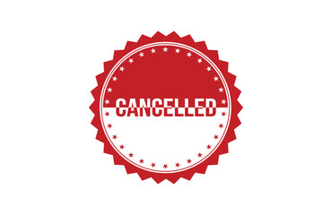 Cancelled red ribbon label banner. Open available now sign or Cancelled tag.