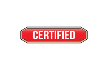 Certified red ribbon label banner. Open available now sign or Certified tag.