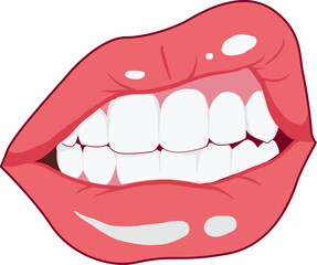 illustration of snarl lips - obrazy, fototapety, plakaty