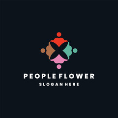 people flower business logo design vector template.