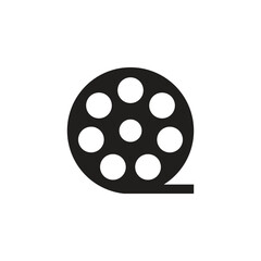 Flat film reel icon symbol vector Illustration