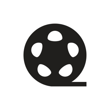 film reel icon in flat style with background.