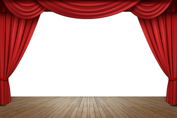 Red theater curtains on transparent background PNG