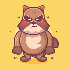 serious raccoon animal character mascot with an angry expression isolated cartoon