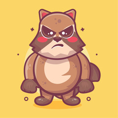 Fototapeta premium serious raccoon animal character mascot with an angry expression isolated cartoon