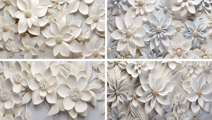 white design flower pattern decorative wall art floral texture background vintage ornament 