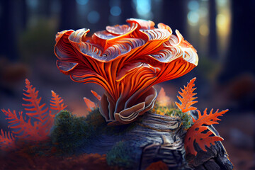 Obraz premium Orange mushroom with natural forest