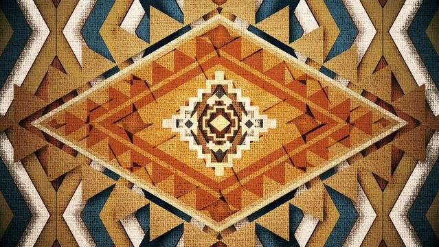 Abstract Vintage Psychedelic Tribal Native Diamon Pattern Background Loop