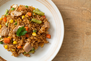 pork fried rice on white plate