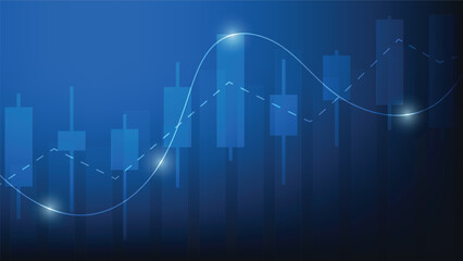 finance background with stock market statistic trend with candlesticks and bar chart