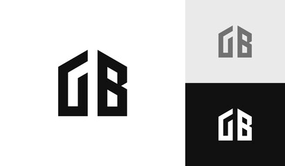 Letter GB initial with house shape logo design - obrazy, fototapety, plakaty