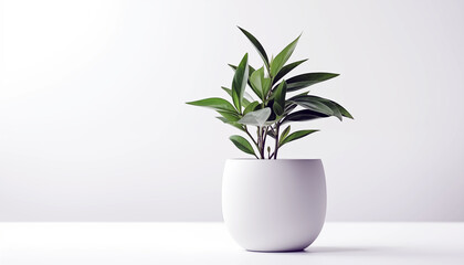 plant in a vase pot on white background 