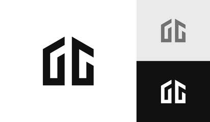 Letter GG initial with house shape logo design