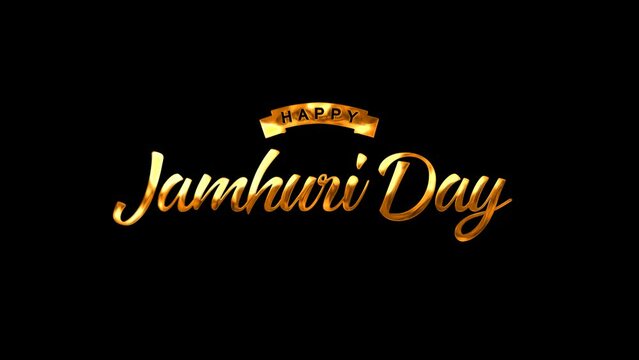Happy Jamhuri Day Text Animation on Gold Color. Great for Jamhuri Day Celebrations, for banner, social media feed wallpaper stories
