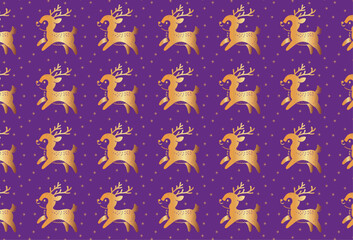 Whimsical Reindeer Frolic, Christmas Reindeer Pattern in Playful Style