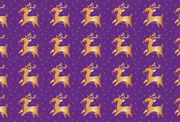 Fototapeta premium Whimsical Reindeer Frolic, Christmas Reindeer Pattern in Playful Style