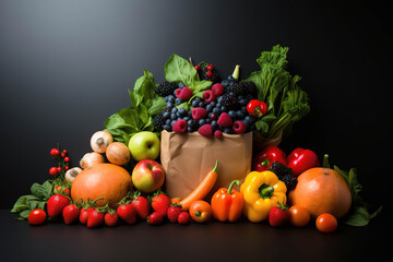 A Bag of Fresh Produce on a clean Background