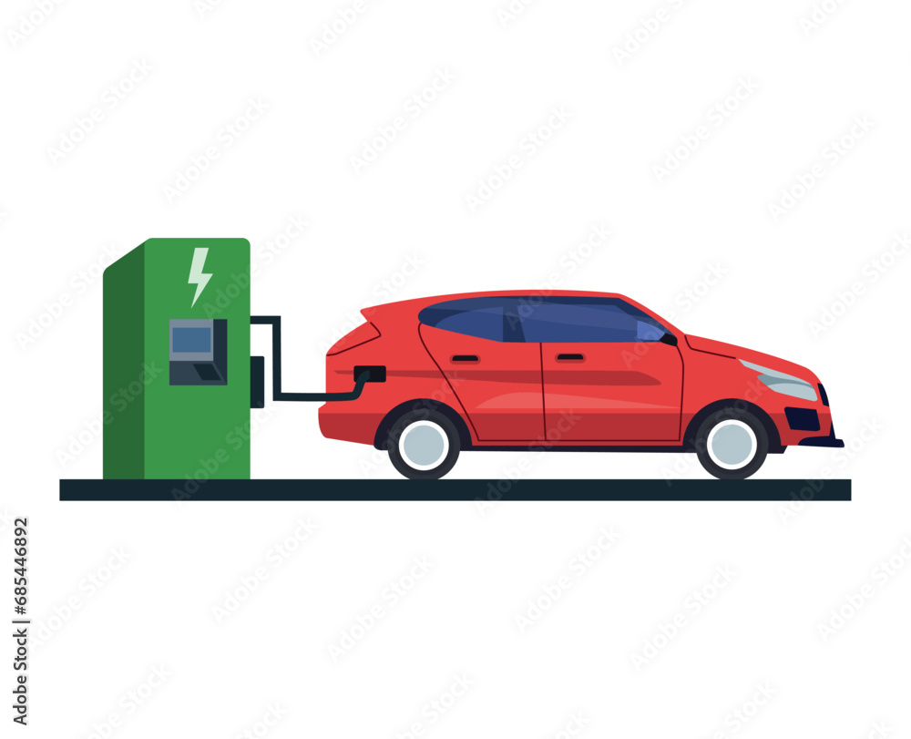 Canvas Prints electric car charging illustration