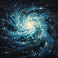 a pattern that mimics the swirling and ephemeral beauty of starlight forming a celestial whirlpool