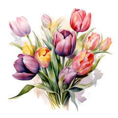 Tulips, Flowers, Watercolor illustrations