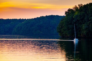 sunset over the lake