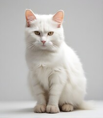 portrait of a white kitten on a white background