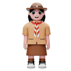 Girl In Scout Uniform And Hat 3D Character