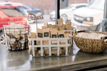 A container of party favors at an event