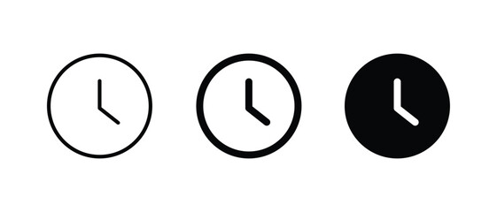 Clock icon set vector,  outline icon vector for web and mobile apps
