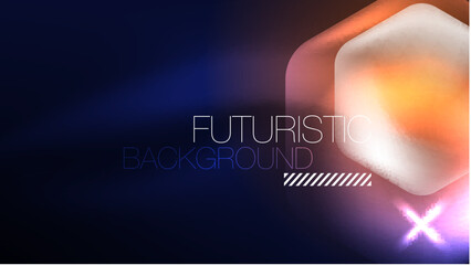 Glowing blue neon hexagons in dark space. Digital technology cyberspace hi-tech techno abstract background template