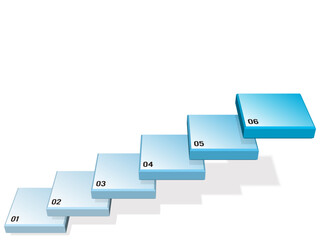  6段階のステップアップ図　インフォグラフィック　青　ベクターイラストレーション