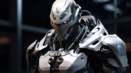 Fototapeta premium 3d illustration of robots realistic human cyborg model background wallpaper ai generated image