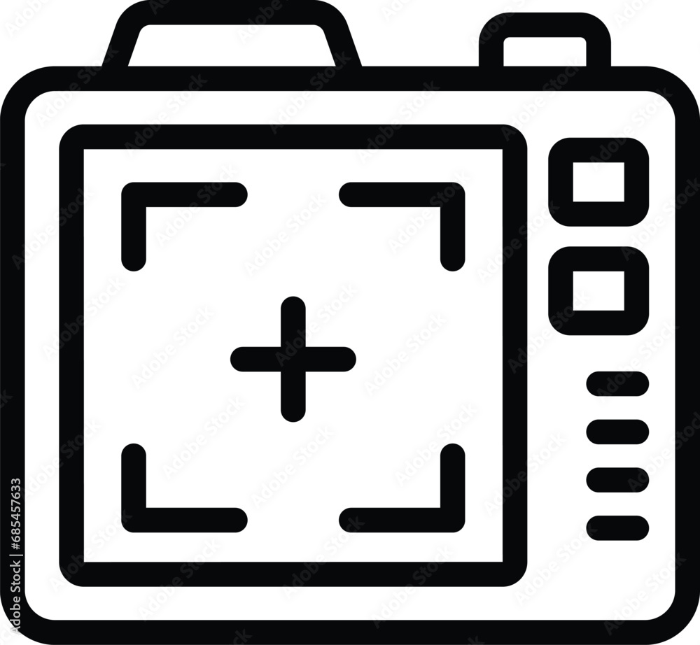 Poster camera focusing screen icon outline vector. capturing images apparatus. digital photo camera device