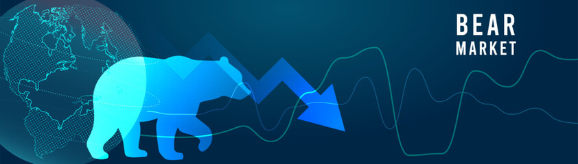 Concept art of Bearish in futuristic idea suitable for Stock Marketing or Financial Investment. A modern background on stock market.