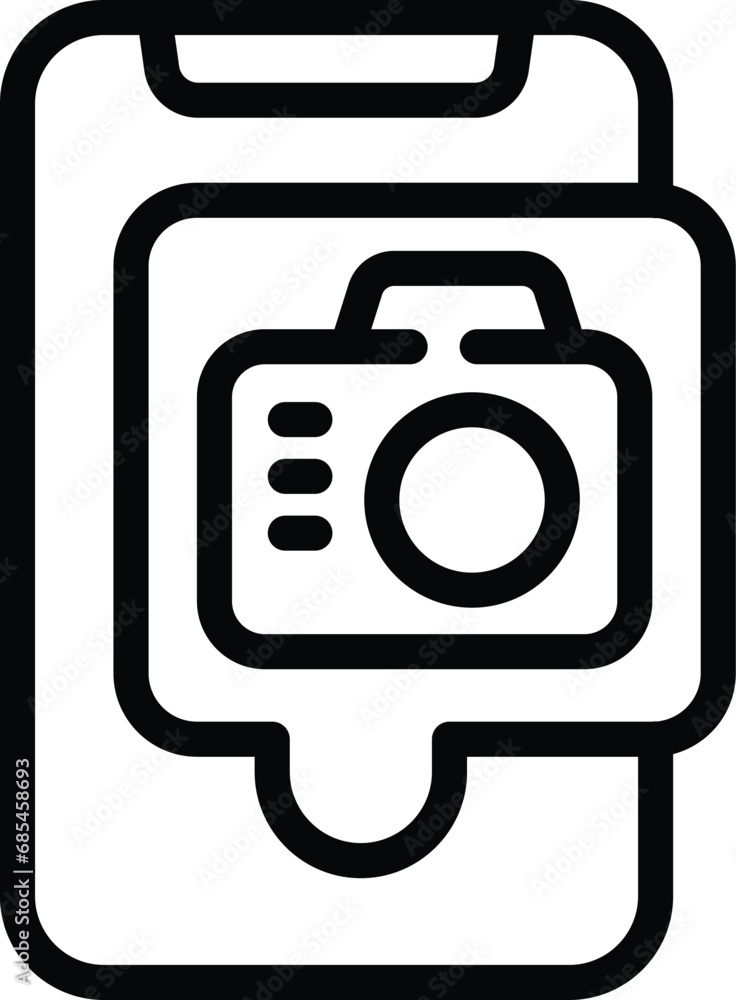 Poster phone mobile camera feature icon outline vector. smartphone images capture. capturing pictures cellp