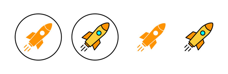 Rocket icon set for web and mobile app. Startup sign and symbol. rocket launcher icon